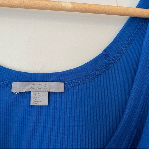 COS Ribbed Cotton Tank Midi Dress Cerulean Blue Size XS - Picture 5 of 9